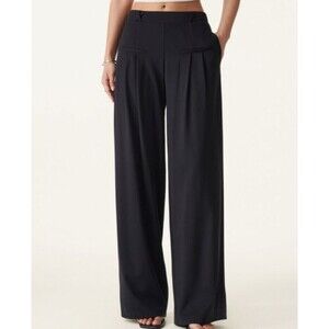 OGL Bamboo Blend Ponte Wide Leg Drapey Pull On Pants Black Size Large